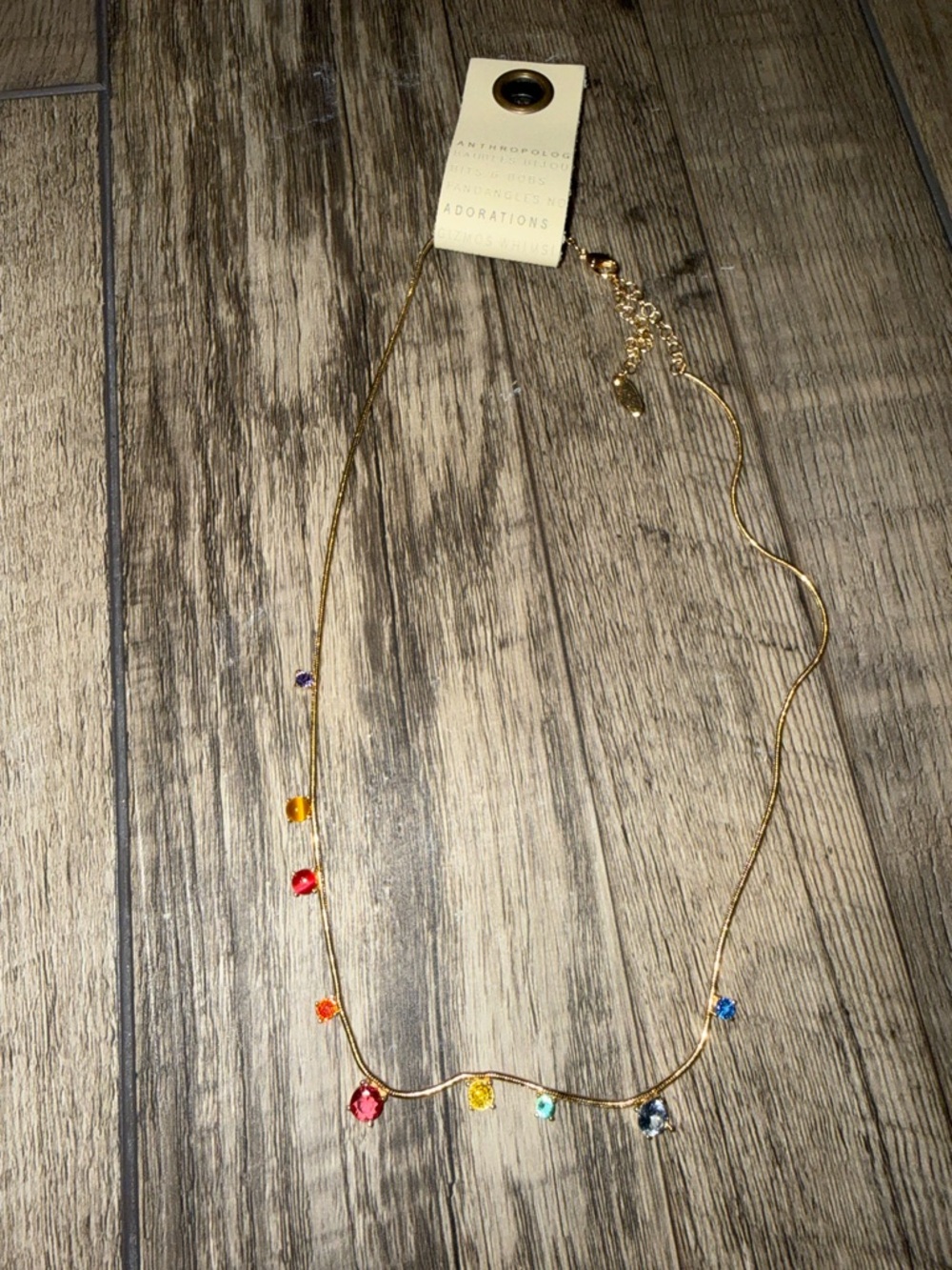 Anthropologie 14k Gold Plated Gemstone Necklace NWT